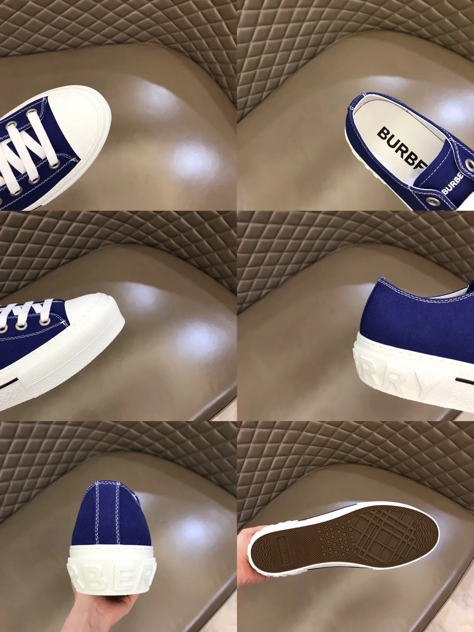 p400 "Burberr*" men's classic low-top sneakers, reinterpreted in Vintage check cotton material and decorated with a new brand logo. First-layer sheepskin lining, embossed Burberry logo on the heel, and original TPU outsole! Size: 38-44 No. 068